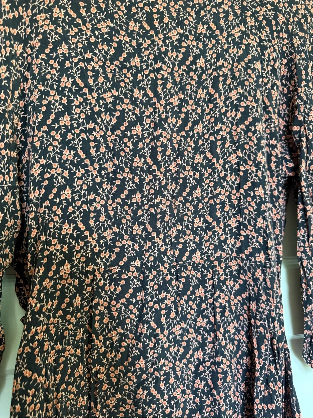 Free People Clara Tunic Mini Dress V-Neckline  & Dainty Floral Print Boho Sz M